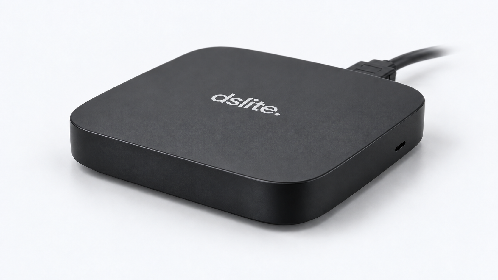 Compact dslite Android player: a slim black box with a white logo on the top.