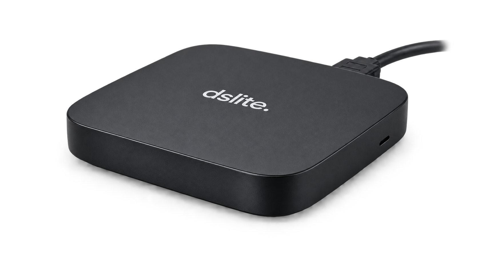 Compact dslite Android player: a slim black box with a white logo on the top.